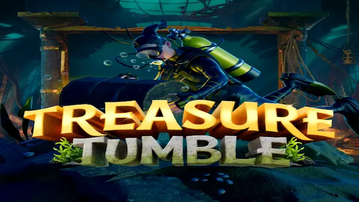 Isang visual na representasyon ng Treasure Tumble slot na nagpapakita ng underwater theme at grid mechanics.